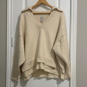 Anthropolgie Maeve  Cream V-Neck Women's Sweater